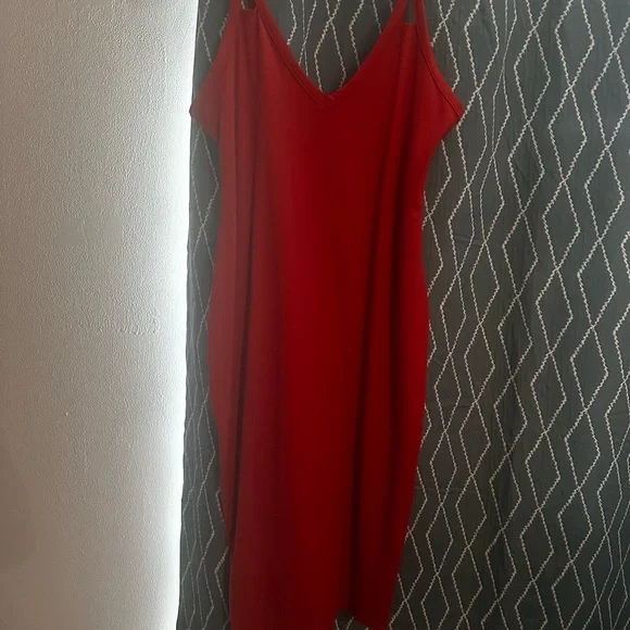 Leith Dresses | Leith Red V-Neck Sleeveless Midi Dress from Nordstrom | Color: Red | Size: L | Saysi26'S Closet